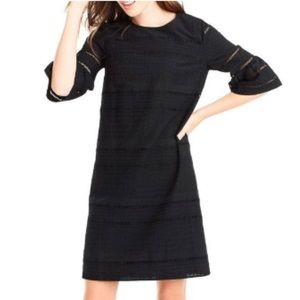 J. Crew Women's Black Flutter Sleeve Eyelet Shift Dress Size 6 Retail $118 1062